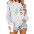 thumbnail image 1 of GUZOM Womens White 100% Polyester Christmas Long Sleeve Top - Loose Fit, Gnome & Christmas Tree Print, Boat Neck, XS-XL Festive Holiday Casual Wear,Size XS, 1 of 8