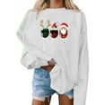 thumbnail image 1 of GUZOM Womens White Christmas Sweatshirt - Oversized Crew Neck, Wine Glass Graphic Long Sleeve, Easy-Care 100% Polyester for Holiday Gatherings & Casual Wear,Size XL, 1 of 4