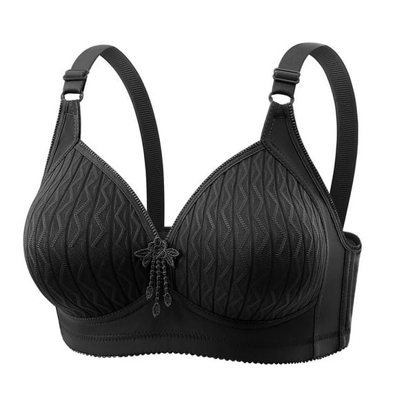 GUZOM Womens Wireless Plus Size 40 Bra - Comfortable Full Coverage, Supportive with Adjustable Straps, Stretchy Fabric, Black for All-Day Everyday Wear