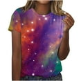 thumbnail image 1 of GUZYING Graphic Tees for Women Tank Tops for Women Fashion Women's Starry Print Casual Fashion Short Sleeve Tops Blouse(Purple,3XL), 1 of 6