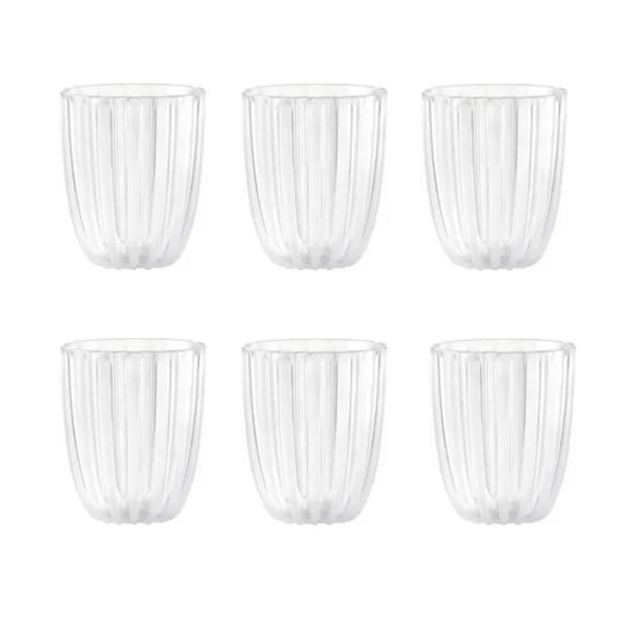 GUZZINI Dolcevita 12oz Low Tumblers (Set of 6) Mother of Pearl - 100% Recycled Plastic - Unbreakable, Reusable, BPA-Free, Iced Coffee, Smoothie, Water - Stackable Cup for Kids, Home & Kitchen