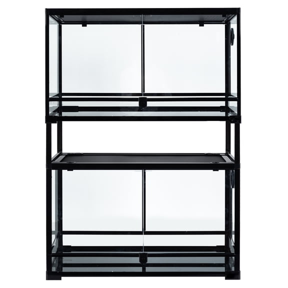 GUZZLO 2-Layer 40 Gallon Full Tempered Glass Reptile Terrarium, Easy Assembly