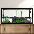 thumbnail image 1 of GUZZLO 50 Gallon Large Turtle Tank Aquarium, 36"×18"×18" Tortoise Habitat Water-Land Ecological Turtle Tank, 1 of 8