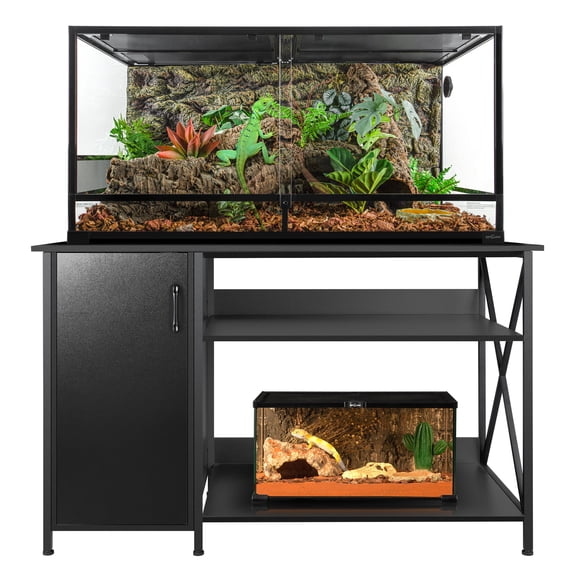 GUZZLO 55-75 Gallon Reptile Terrarium Stand Cabinet Accessories Storage, Heavy Duty Metal Frame, 52" L*19.7" W Tabletop