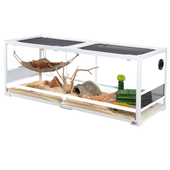 GUZZLO 64gallon White Knock Down Glass Terrarium