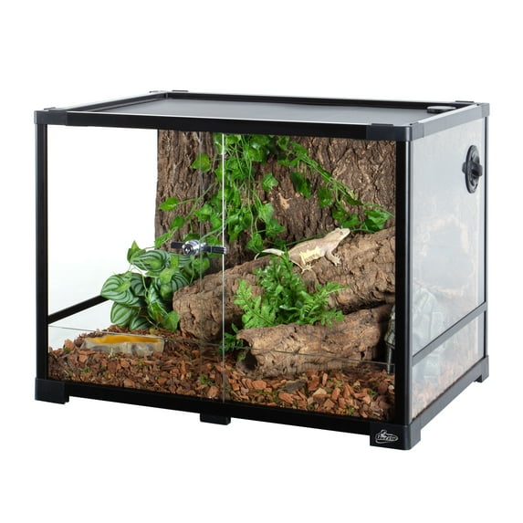 GUZZLO Reptile Glass Tank - 24 x 18 x 18 Inches Knock Down Full View Natural Terrarium