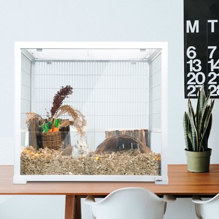 GUZZLO White Small Animal Glass Cage