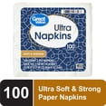 Great Value Ultra Paper Napkins, White, 100 Count