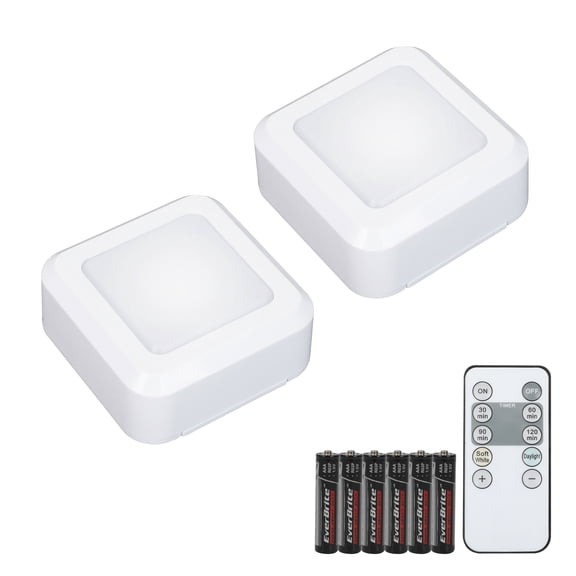 Great Value 100 Lumens Square Puck Light, 2-Pack