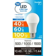 لمبة إضاءة LED ذات قيمة 3 اتجاهات ، A19 40/60/100 واط لمبة ضوء النهار القابلة للتحديد في E26 قاعدة متوسطة