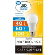 Great Value A19 LED Soft White 3-Way E26 Medium Base Light Bulb