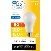 Great Value A21 LED 3-Way Light Bulb, 60/100/150 Watts Tunable, Soft White, E26 Medium Base 1 Pack