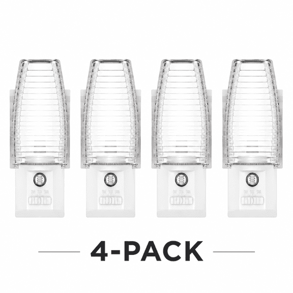 Great Value LED Plug-In Night Lights, Dusk-to-Dawn Sensor, 3 Color Temperatures, 4-Pack