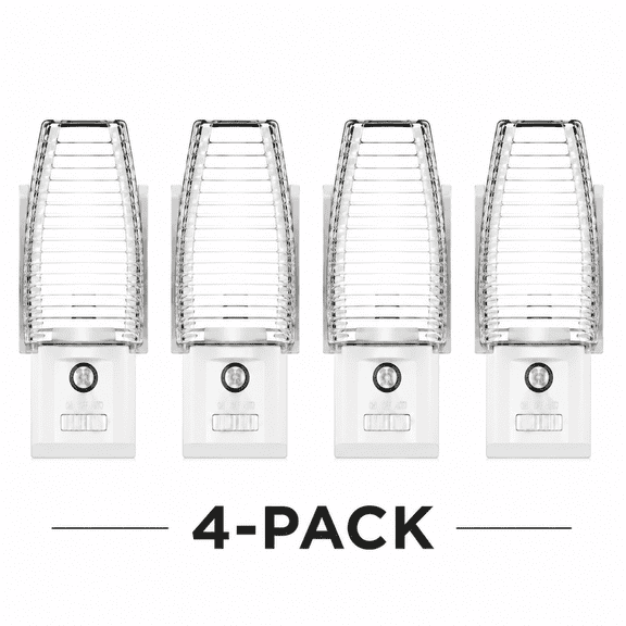 Great Value LED Plug-in Night Lights with Dusk-to-Dawn Sensor, 3 Color Modes, 4-Pack