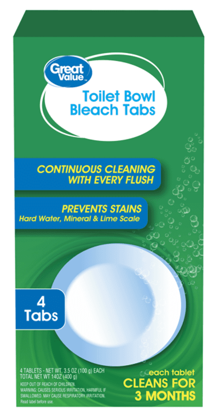 Great Value Toilet Bowl Tablets with Bleach, 4 count