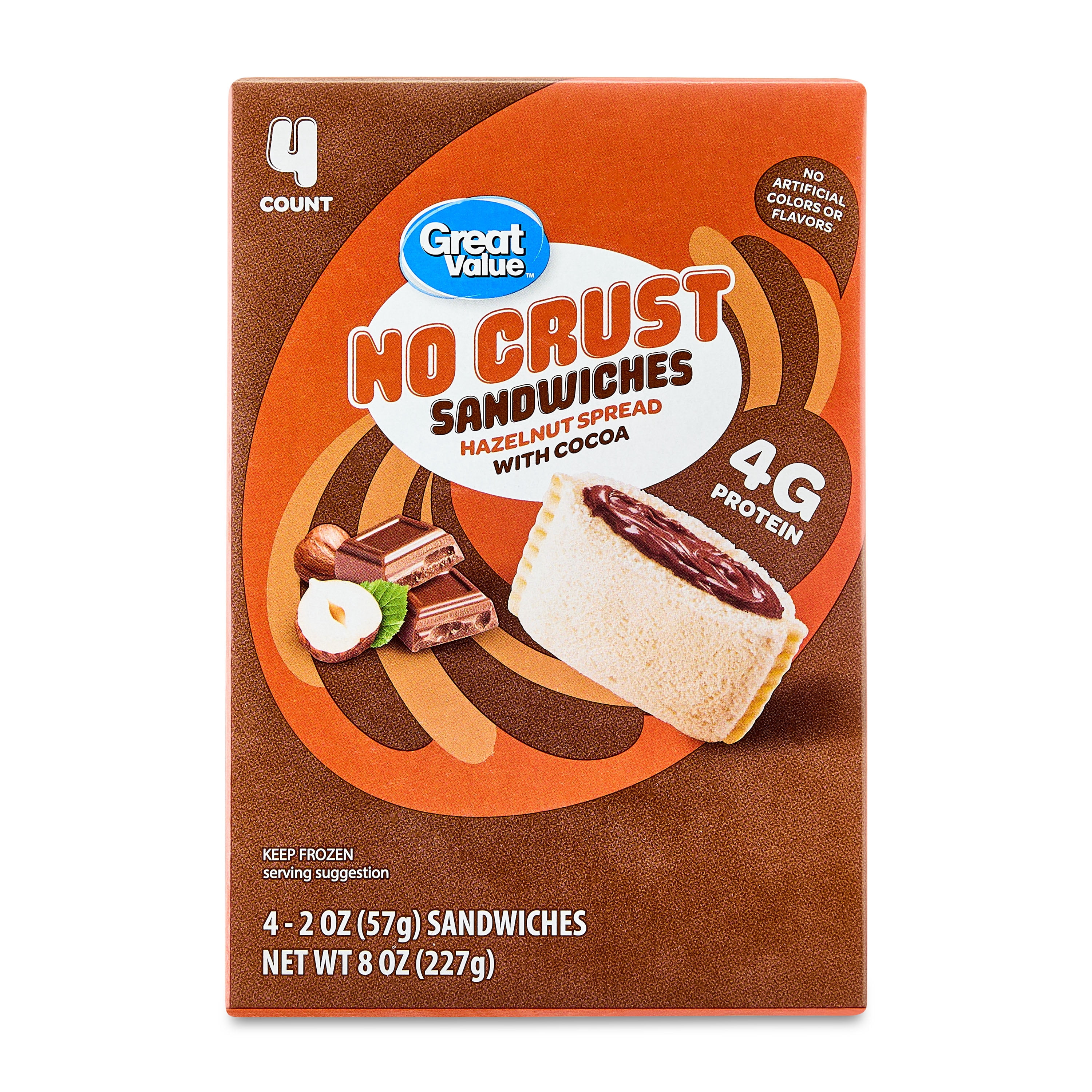 Great Value Hazelnut Spread with Cocoa No Crust Sandwiches, 8 oz, 4 ...