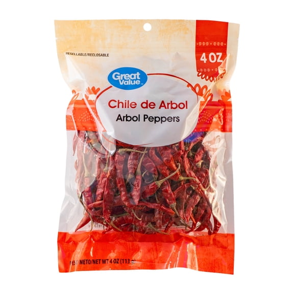 Great Value Dried Arbol Chiles, 4 oz