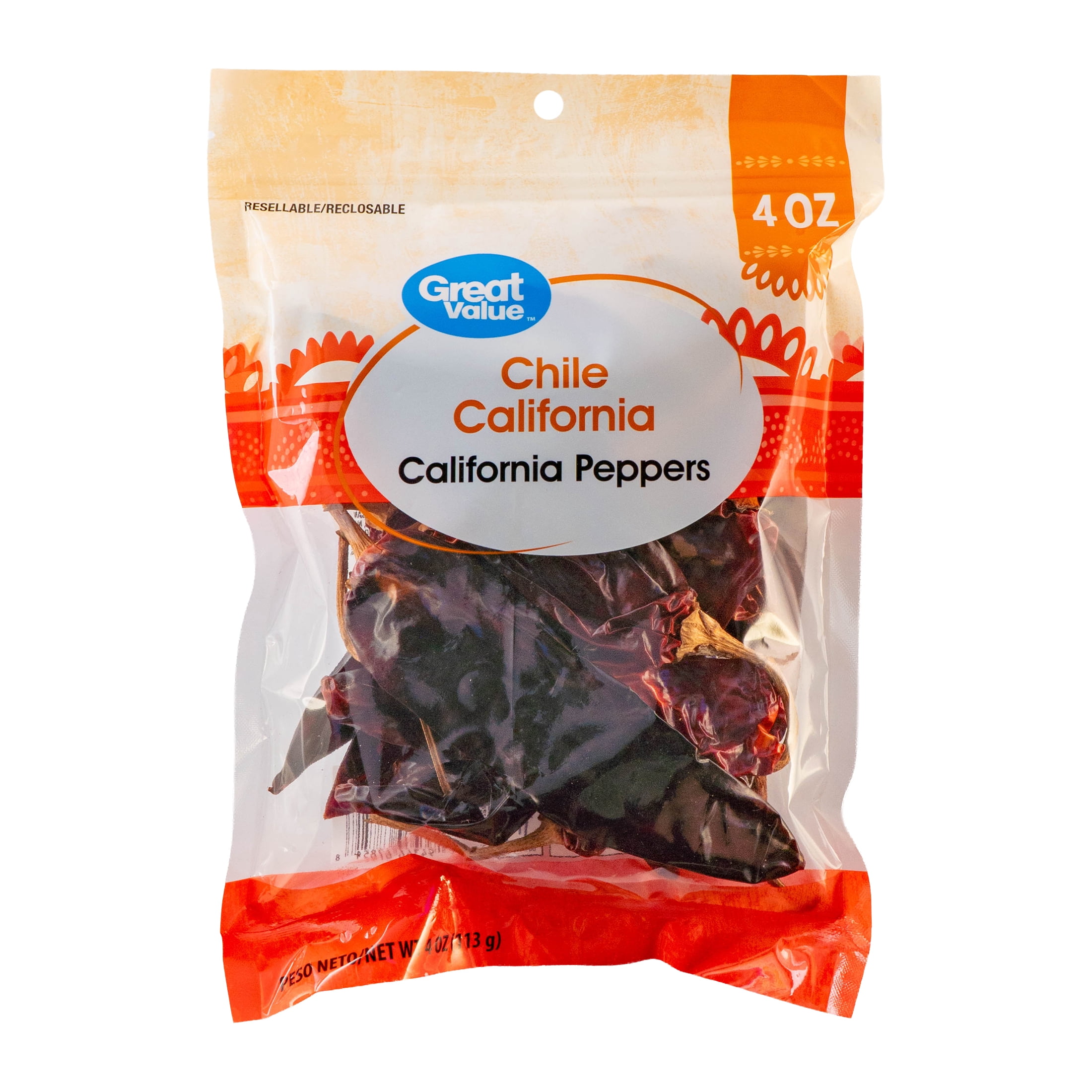 Great Value Dried California Chiles, 4 oz