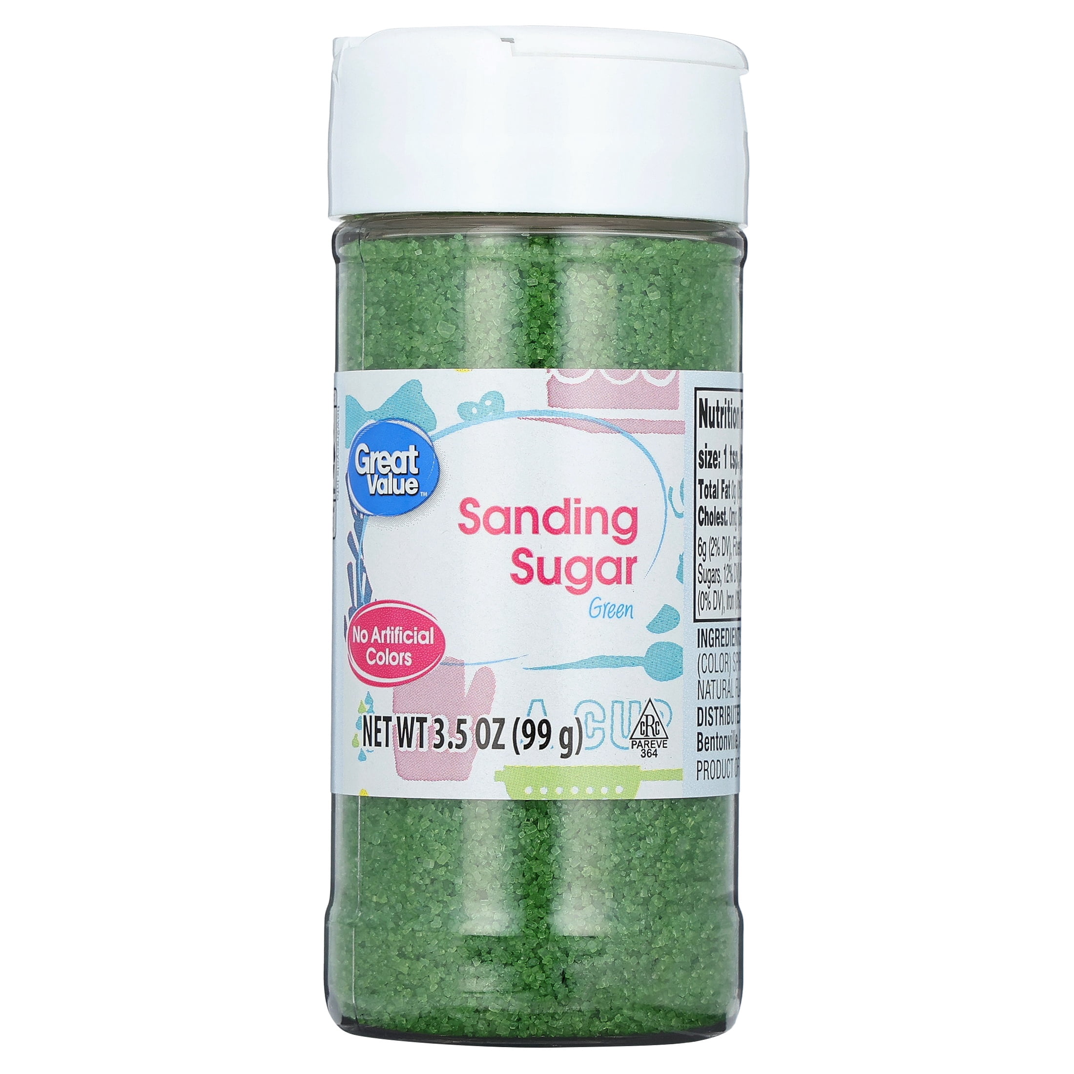 Great Value Sanding Sugar, Dark Green, 3.5 oz