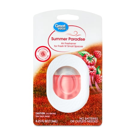 Great Value Fresh N' Small Air Freshener, Summer Paradise Scent, 0.25 oz Liquid