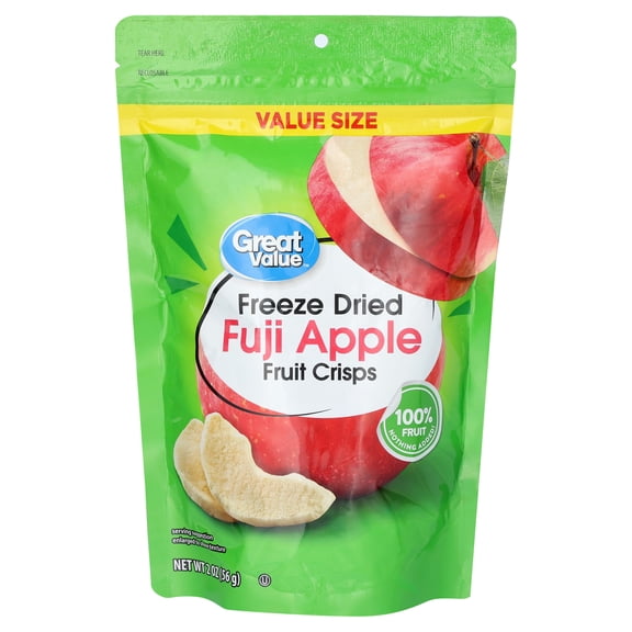 Great Value Freeze Dried Fuji Apple Fruit Crisps, 2 oz