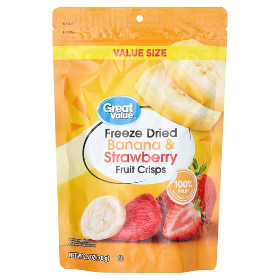 Great Value Freeze Dried Banana and Strawberry Fruit Crisps, 2.5 oz