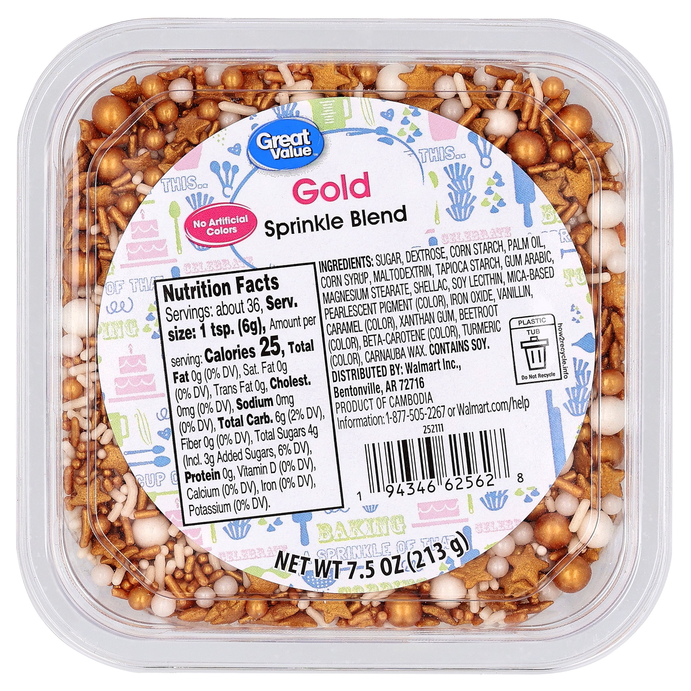 Great Value Gold Decorating Sprinkle Mix, 7.5 oz