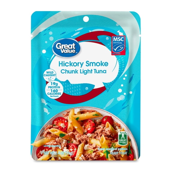 Great Value Hickory Smoke Chunk Light Tuna, 2.6 oz