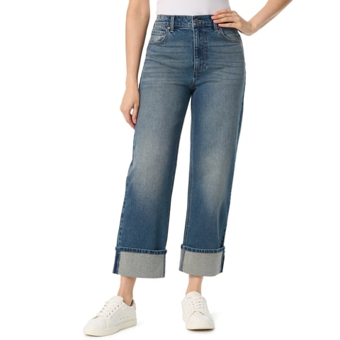 Swan Series Women's High Rise Cuff 5 Pocket Jeans, Sizes 6-18