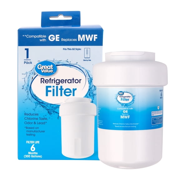Great Value Replacement Refrigerator Water Filter – Compatible with GE SmartWater MWF / MWFP / GWF