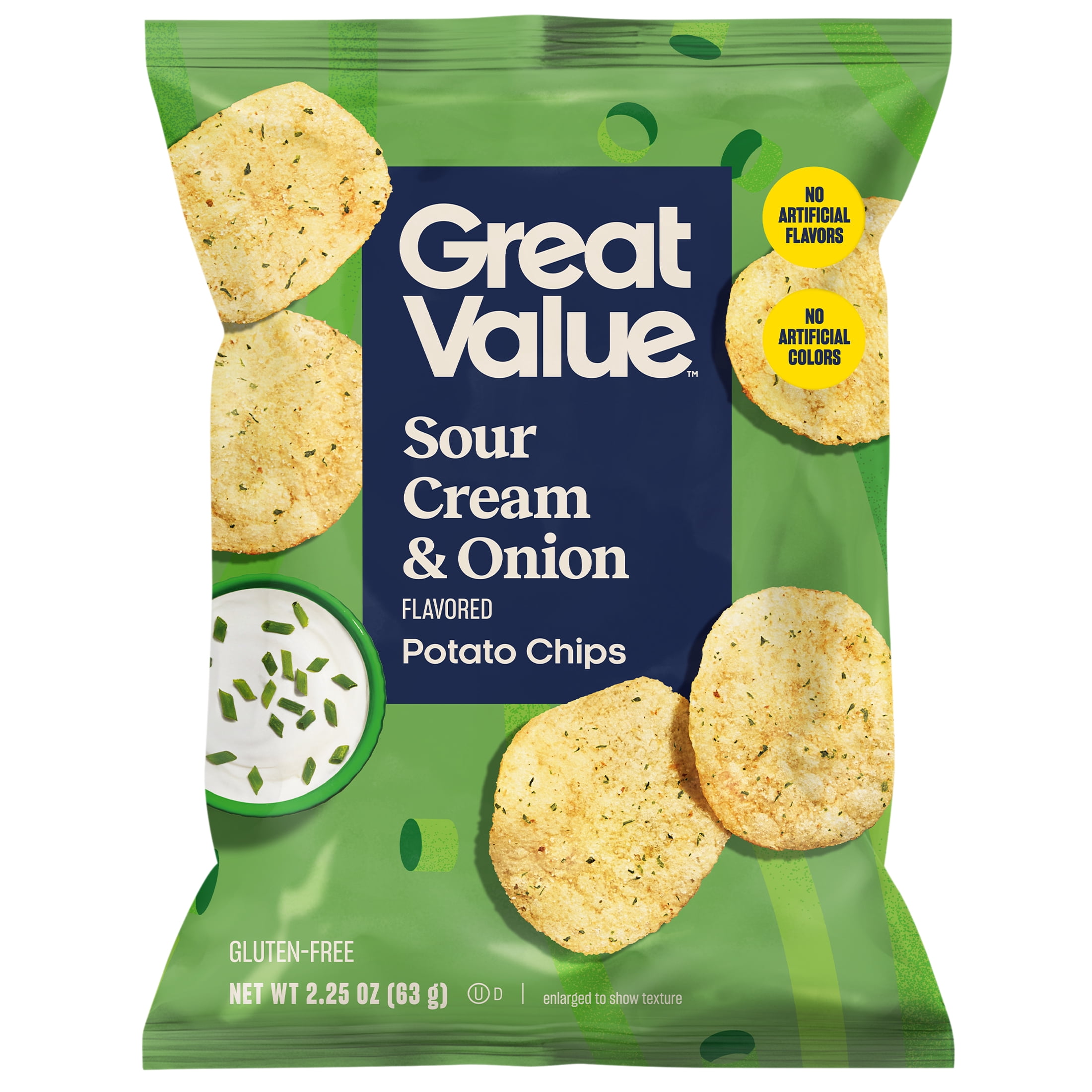 Great Value Sour Cream & Onion Potato Chips, 2.25oz