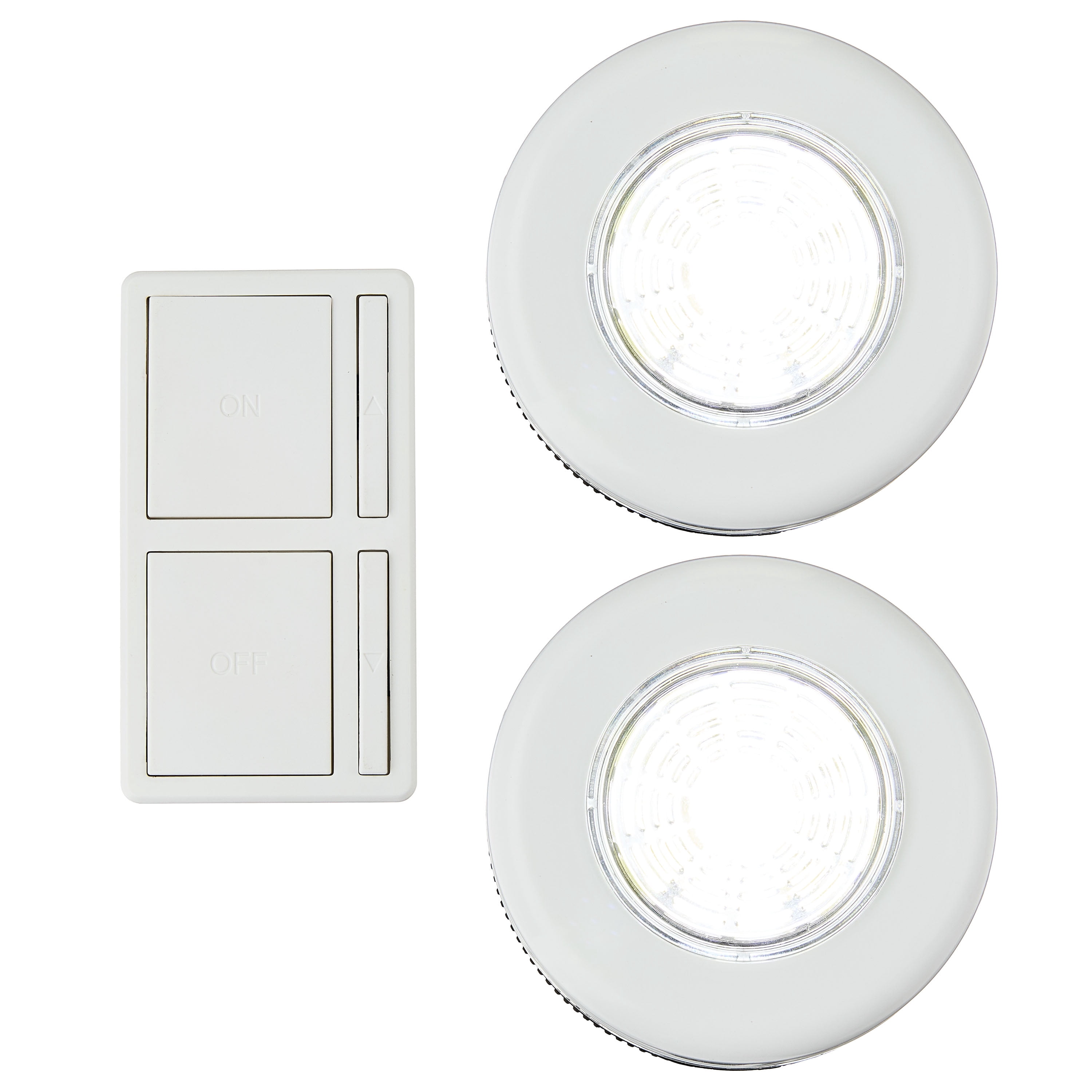Great Value Wireless LED Puck Lights with Wall Switch, 2 Pack