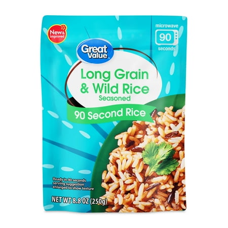 Great Value Ready-to-Heat 90-Second Long Grain & Wild Rice Pouch, 8.8 oz