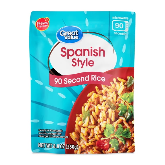 Great Value Ready-to-Heat 90-Second Spanish Style Rice Pouch, 8.8 oz