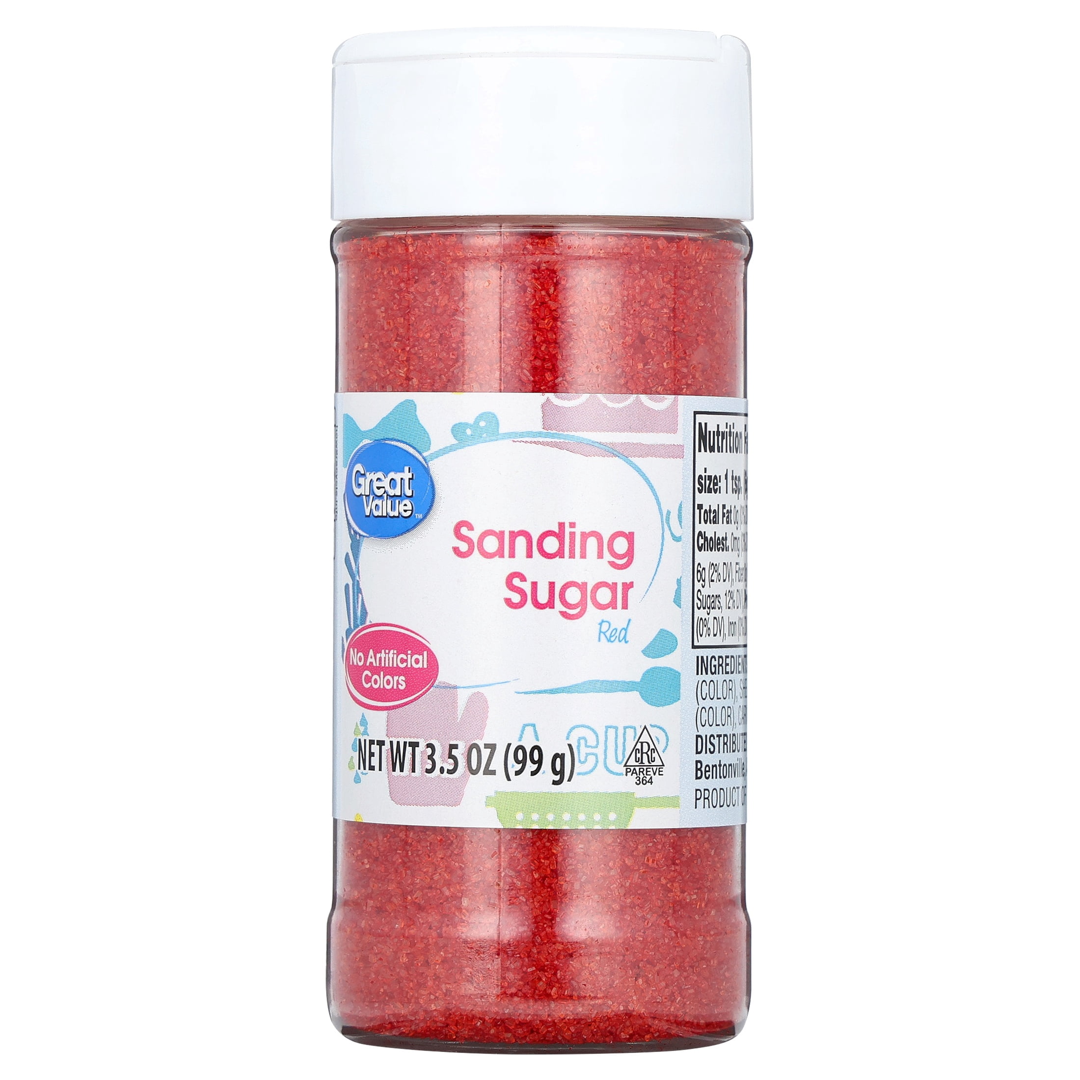 Great Value Sanding Sugar, Red, 3.5 oz