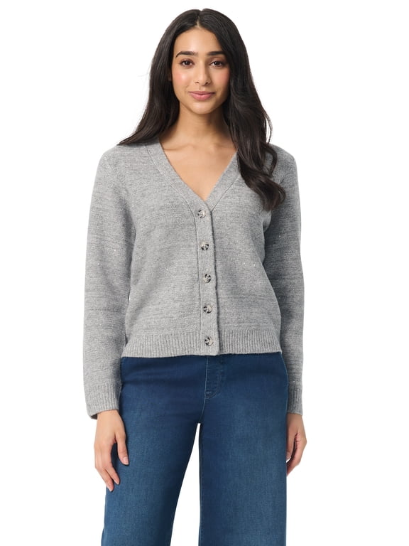 Swan Series Women's Sequin Cardigan, Sizes S-3XL