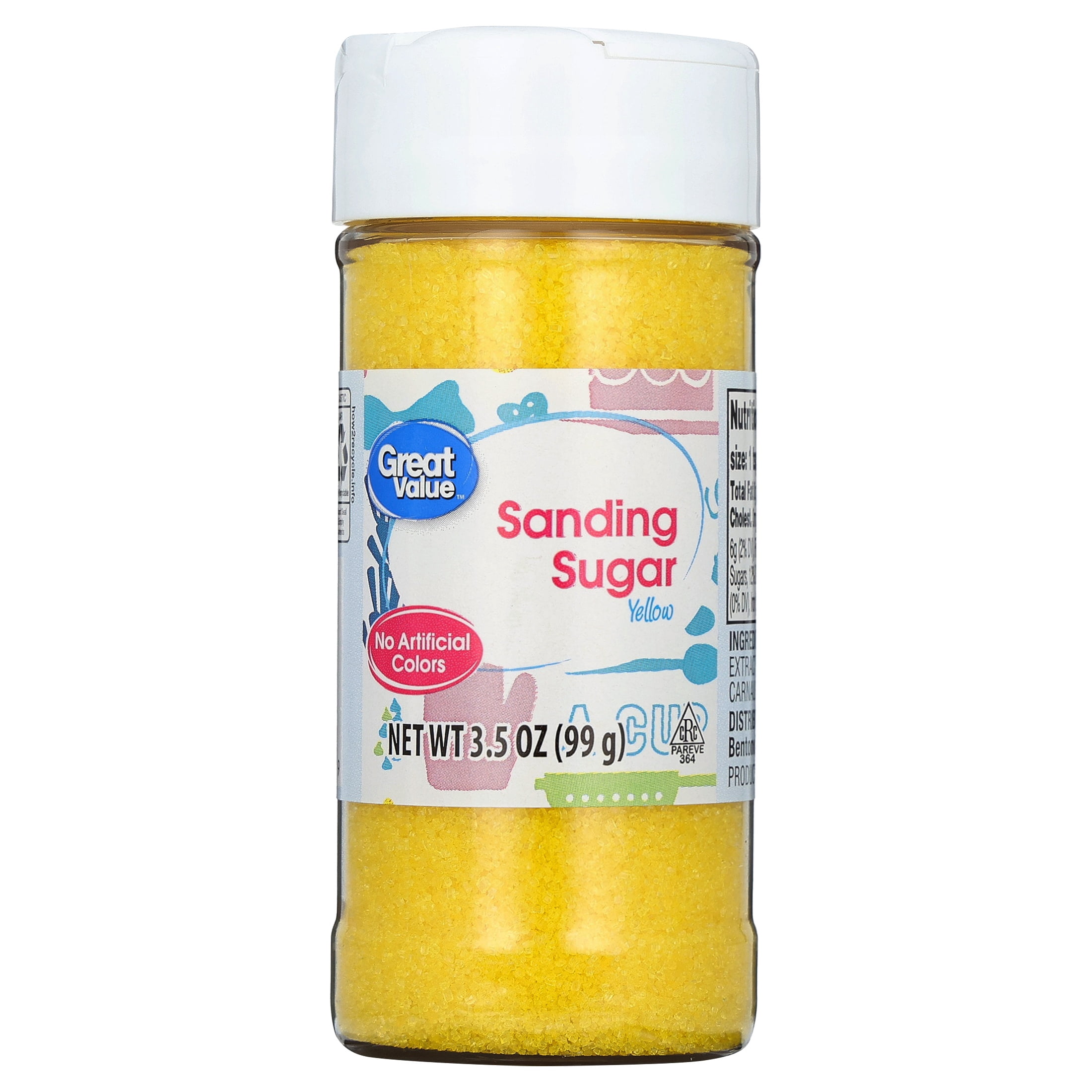 Great Value Sanding Sugar, Yellow, 3.5 oz