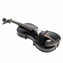 GV102 4/4 Solid Wood EQ Violin Set with Case, Bow, Shoulder Rest & Tuner - Electric Acoustic Violin for Beginners to Advanced (Black)
