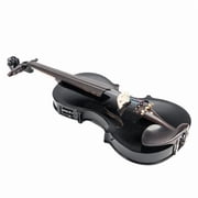 GV102 4/4 Solid Wood EQ Violin Set with Case, Bow, Shoulder Rest & Tuner - Electric Acoustic Violin for Beginners to Advanced Black