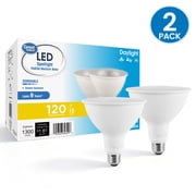 Great Value PAR38 LED Flood Light Bulbs, 15W 120W Equivalent, 5000 K Daylight White, Dimmable, E26, 2 Count