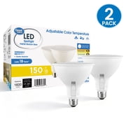 Great Value PAR38 LED Flood Light Bulbs, 15-Watt 150W Equivalent, 5ACT Selectable CCT, Dimmable, E26 2Pack