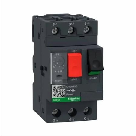 GV2ME GV2-ME10 GV2ME10 Motor Circuit Breaker, TeSys GV2, 3P, 4-6.3 A, Thermal Magnetic, Screw clamp terminals