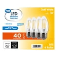 thumbnail image 1 of Great Value LED Light Bulb, 3W (40 Watts Equivalent), B10 Deco Lamp, E26 Medium Base, Dimmable, Soft White, 13yr, 4 Pack, 1 of 9