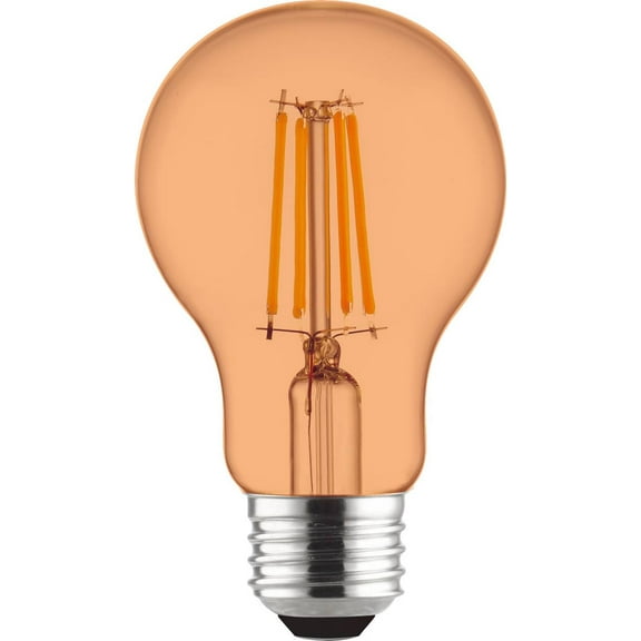 Great Value LED Orange Color Light Bulb, 7.5 Watts A19 Lamp E26 Medium Base, Non-dimmable, 2-Pack