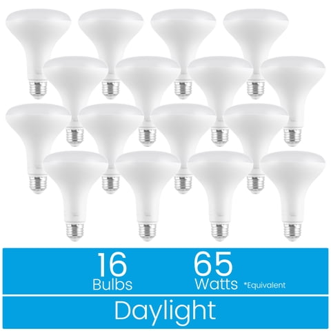 Great Value BR30 LED 7.5W (65W Equivalent) Daylight E26 Medium Base Floodlight Bulbs, Dimmable, 16 Pack