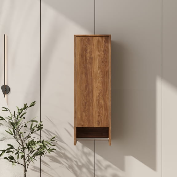 Dokea 12 Inch Wall Mounted Storage Cabinet, Soft Closing Door, Brown Ebony - Piece Count
