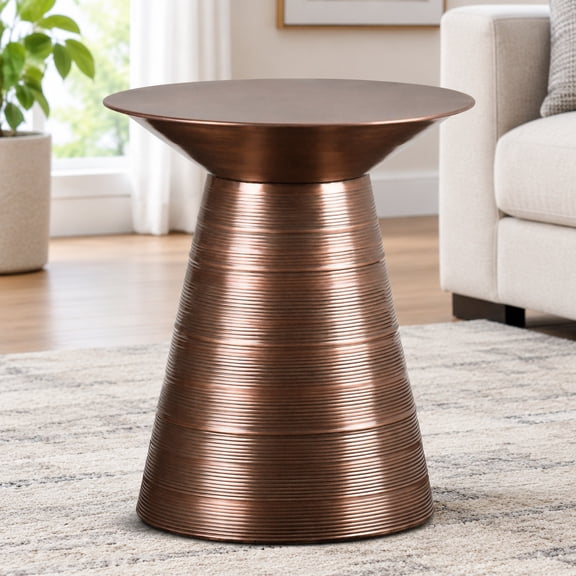 Sheridan 18 inch Wide Metal Accent Table in Aged Copper - Bronze, 19.50" H x 17.60" W x 17.60" D