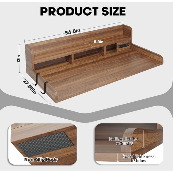 GVCXZBSS 2-Tier Washer & Dryer Countertop - Large Laundry Organizer with Power Outlet (Walnut Color)