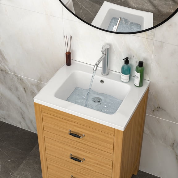 GVCXZBSS 23.63 White Rectangular Vanity Top 1 Faucet Hole, Sink Only