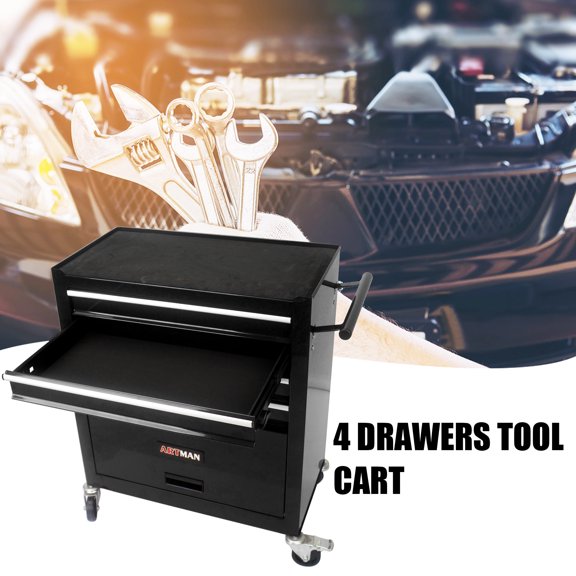 GVCXZBSS 4-Drawer Tool Cart with Wheels - Black